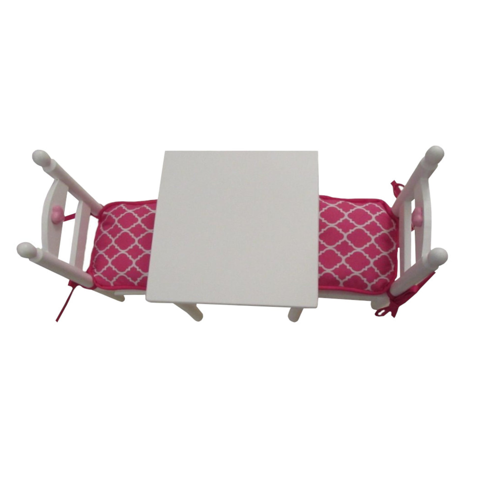 Pink and White Print Doll Chair Cushions for 18-inch dolls Second view