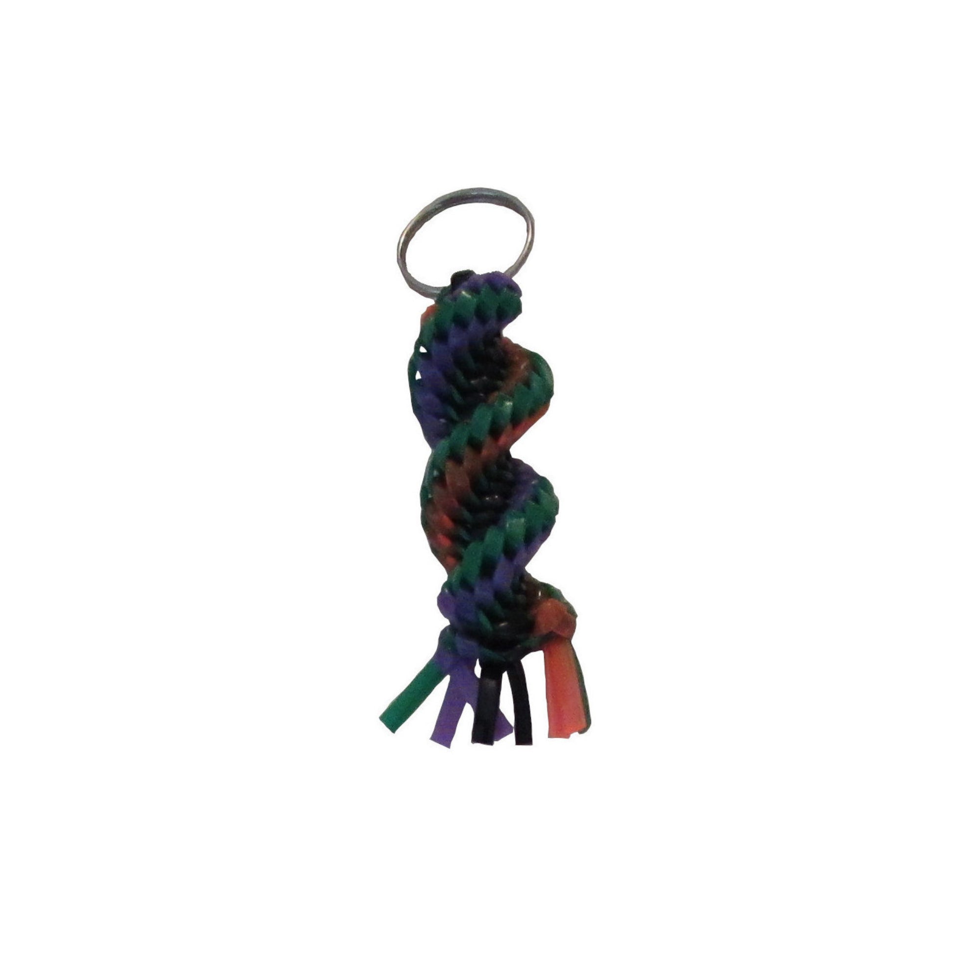 Purple, Green, Black, and Orange Plastic Lacing Key Chain