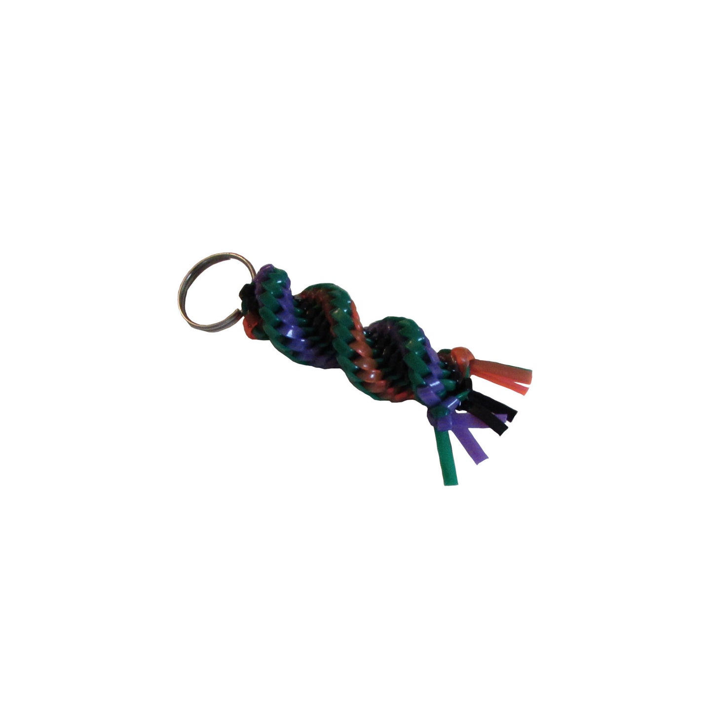 Purple, Green, Black, and Orange Plastic Lacing Key Chain Left view