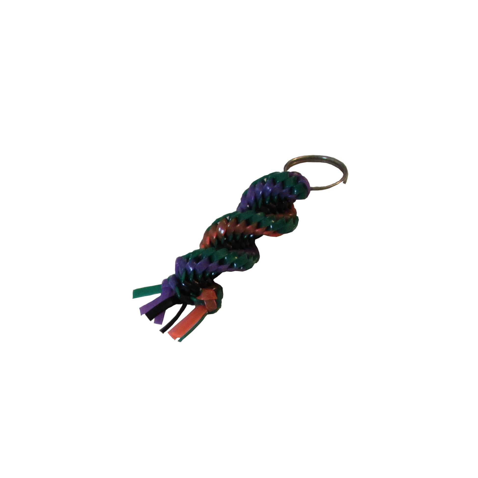 Purple, Green, Black, and Orange Plastic Lacing Key Chain Right View