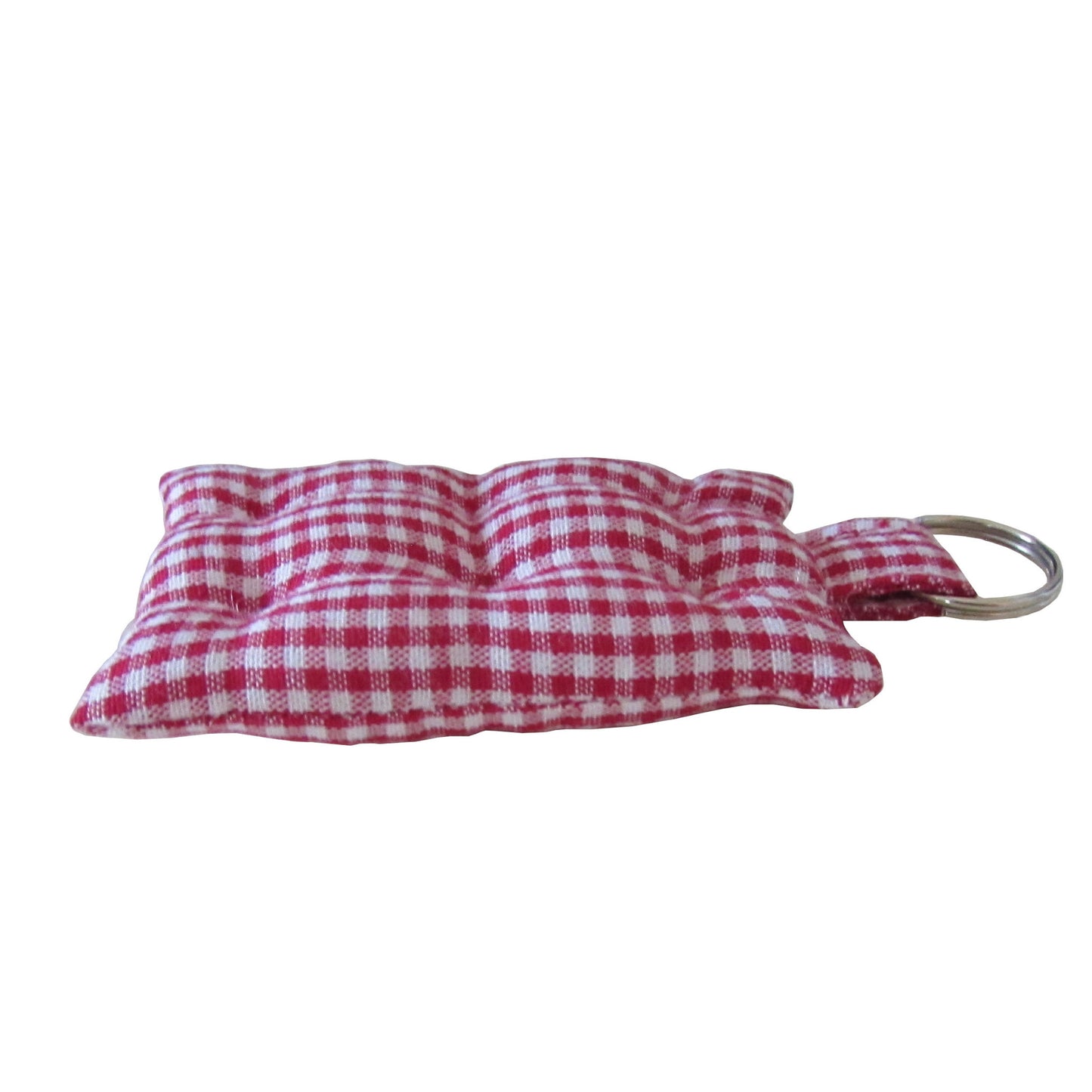 Red Gingham Print Mattress Key Chain Side view
