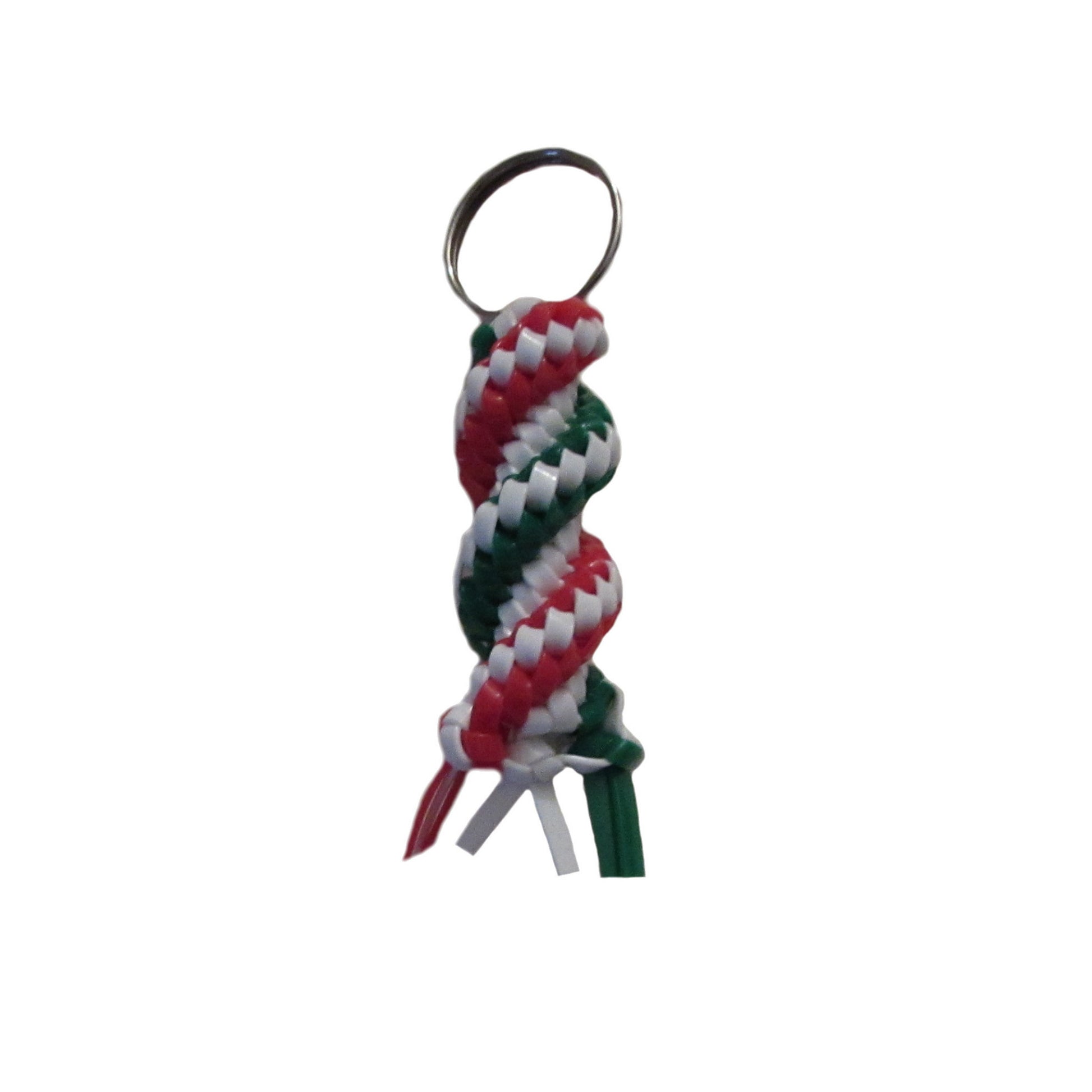 Red, Green, and White Plastic Lacing Key Chain