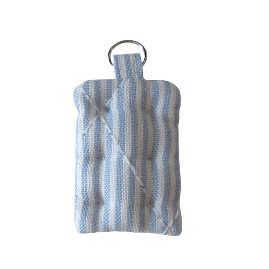 Sky Blue Ticking Striped Mattress Key Chain