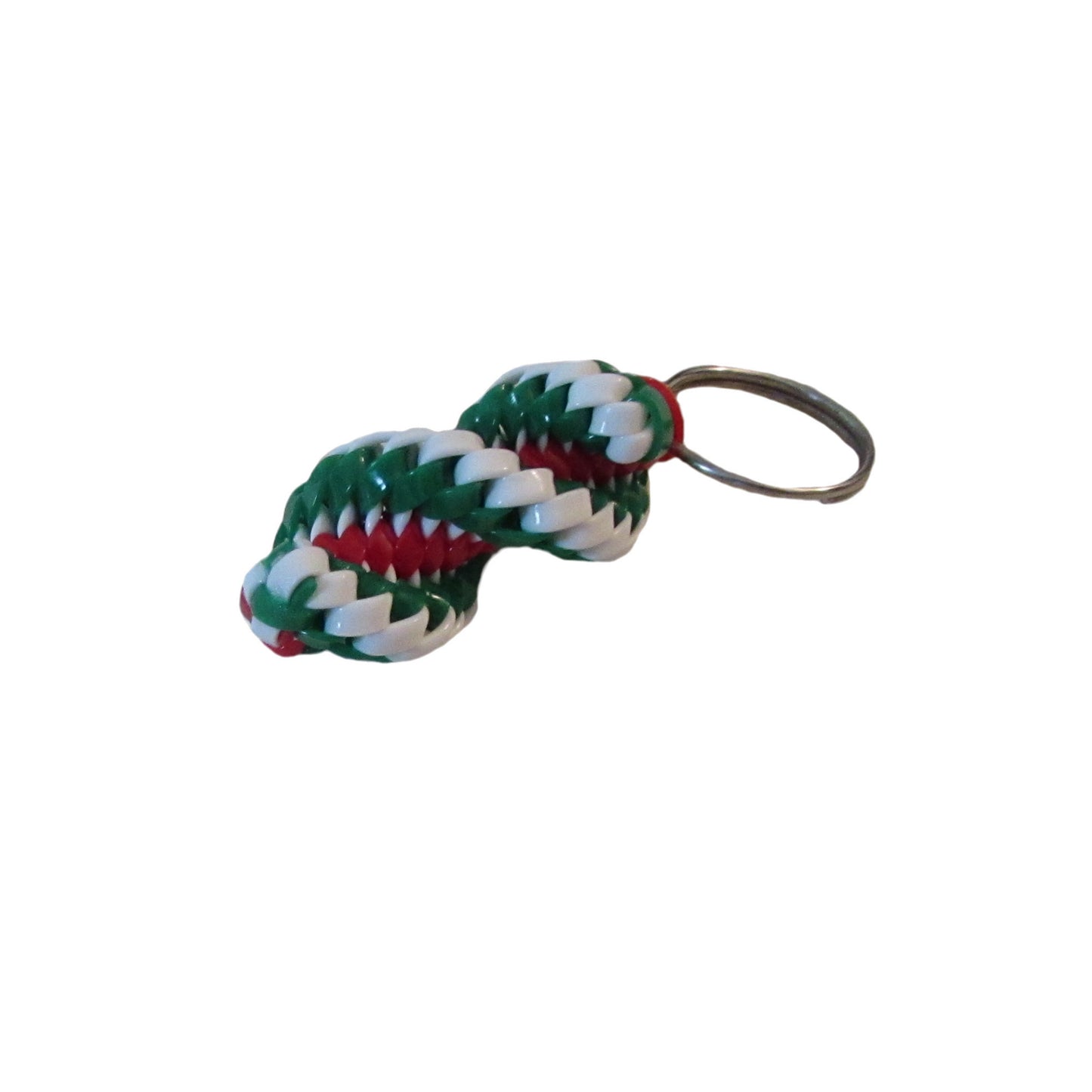 Small Red Green White Plastic Lacing Key Chain Right view