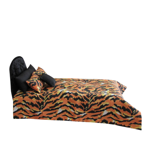 Tiger Print Double Bed Doll Bedding for 11.5-inch and 12-inch dolls