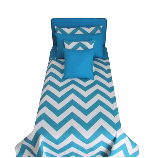 Turquoise Chevron Doll Bedspread for 18-inch dolls
