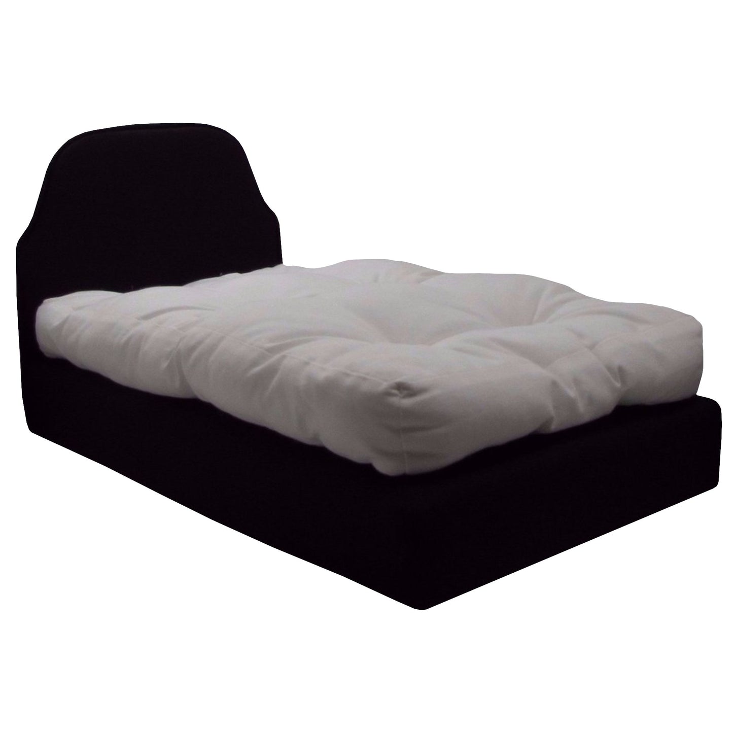 Upholstered Black Doll Bed for 18-inch dolls