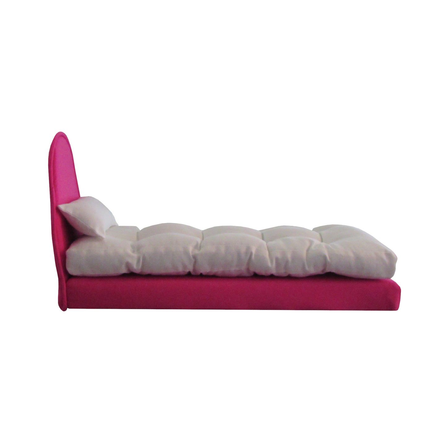 Upholstered Bright Pink Doll Bed for 11.5-inch and 12-inch dolls