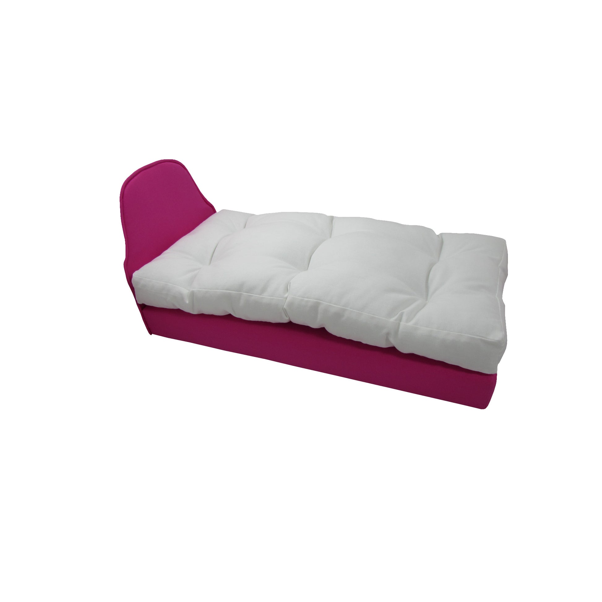 Upholstered Bright Pink Doll Bed for 14.5-inch dolls