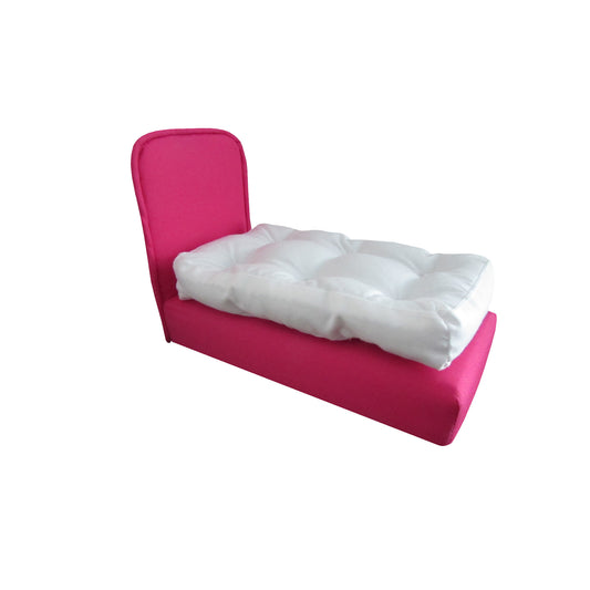 Upholstered Bright Pink Doll Bed for 6.5-inch dolls