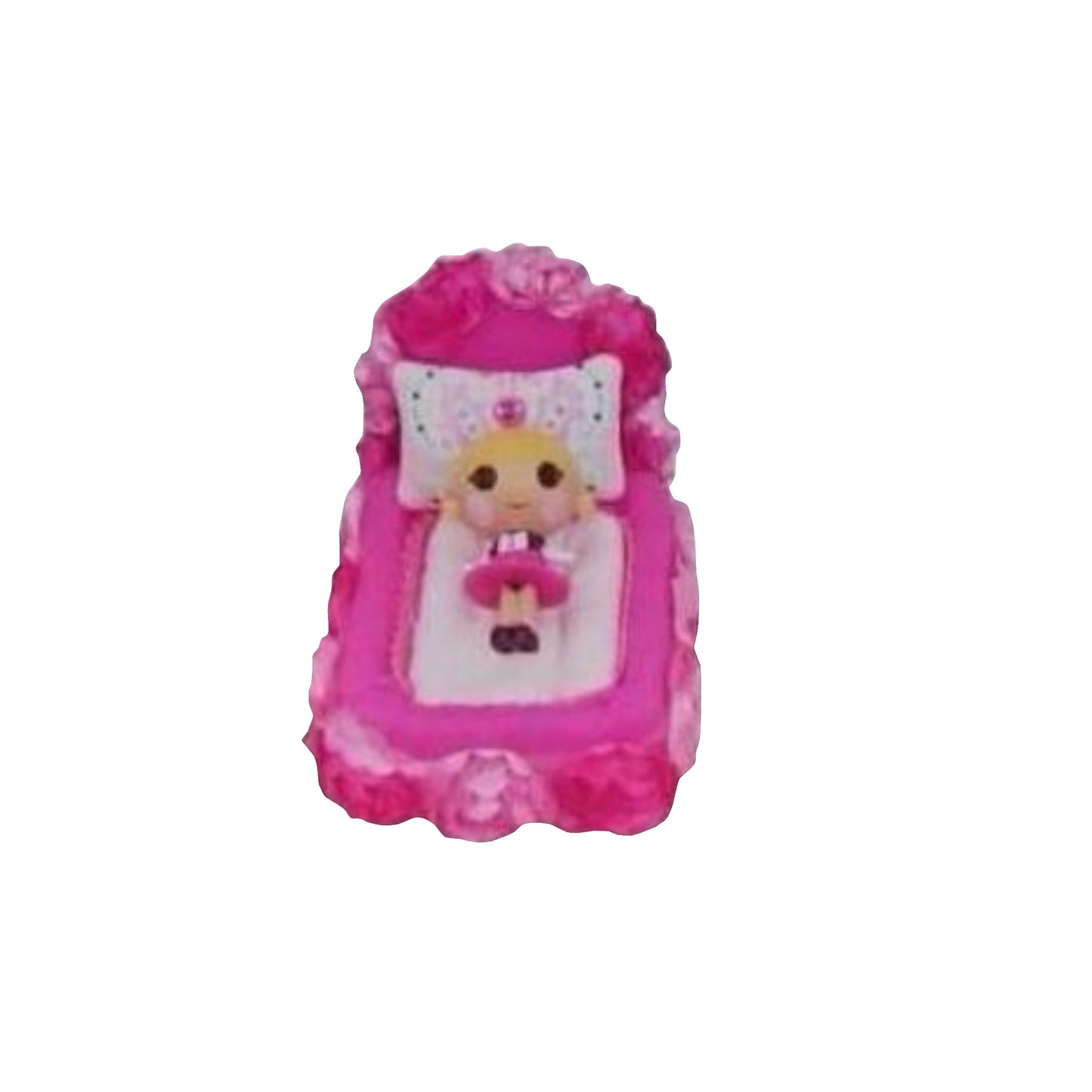 Upholstered Bright Pink Floral Doll Bed for 1 5/8-inch dolls