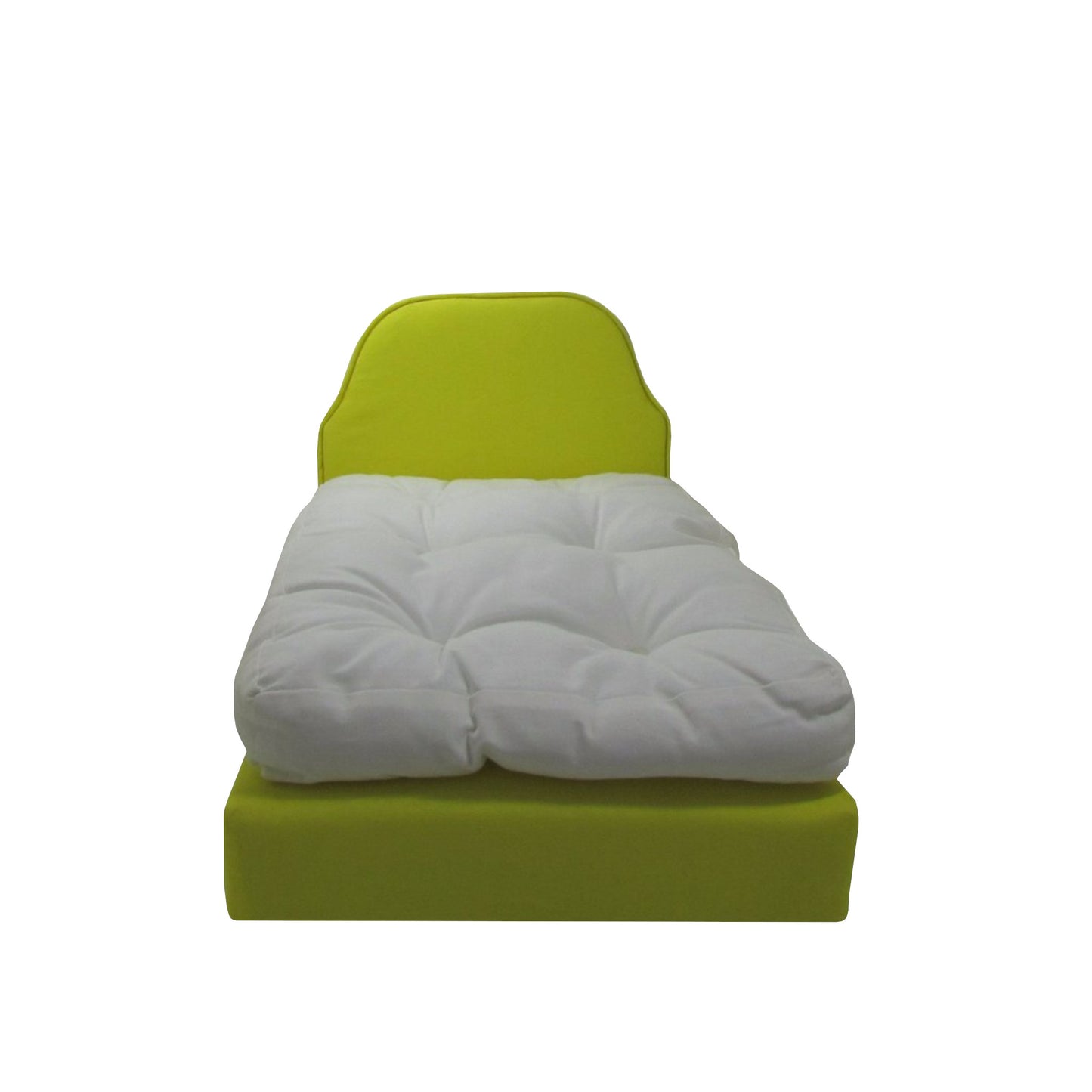 Upholstered Bright Yellow Doll Bed for 18-inch dolls Second view