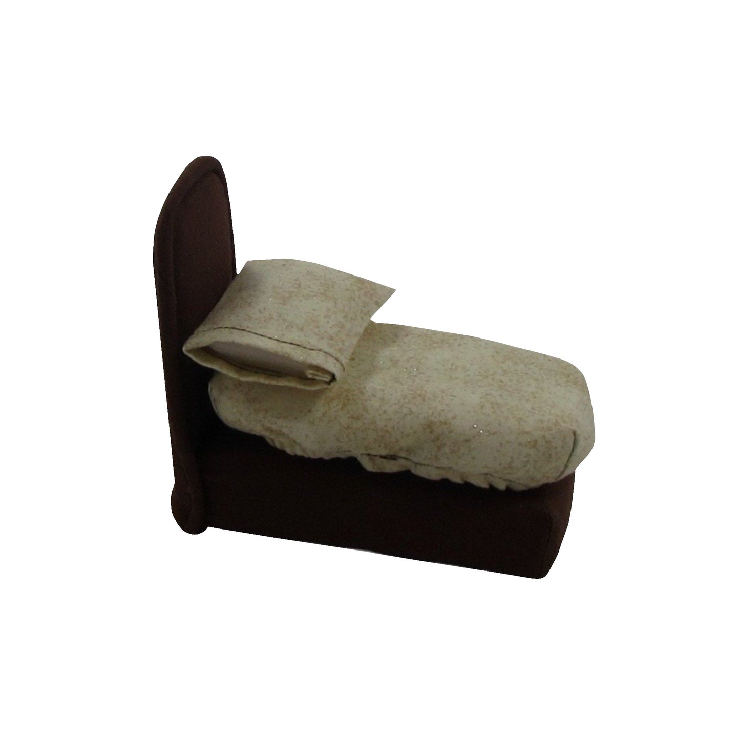 Upholstered Brown Doll Bed and Fitted Sheet for 3-inch dolls