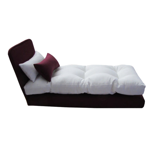 Upholstered Burgundy Doll Bed for 11.5-inch and 12-inch dolls
