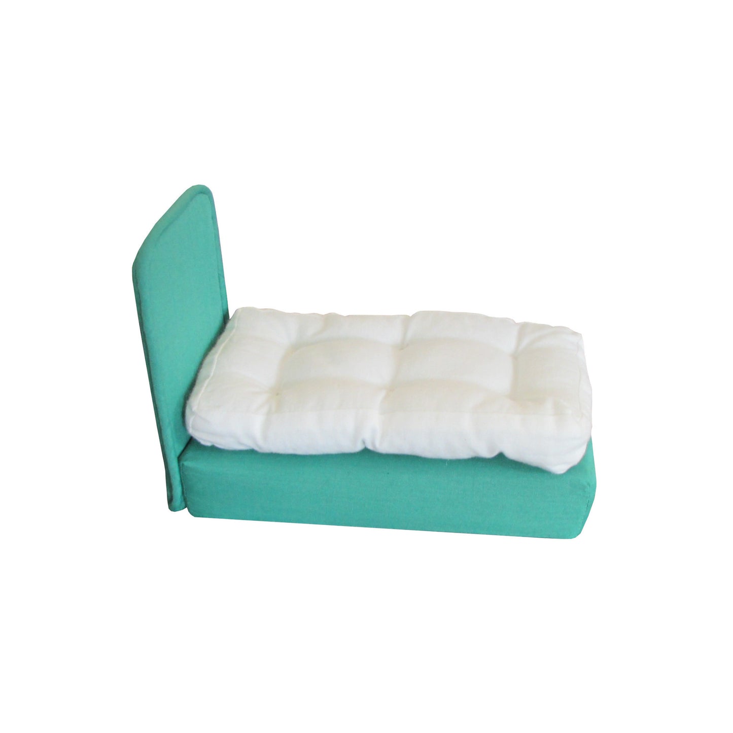 Upholstered Kelly Green Doll Bed for 6.5-inch dolls