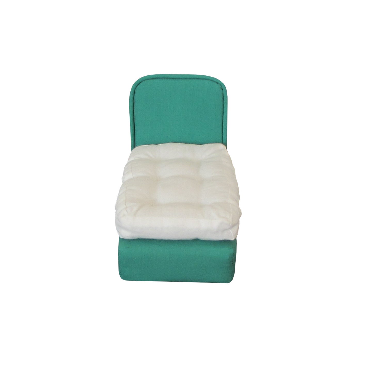 Upholstered Kelly Green Doll Bed for 6.5-inch dolls Second view