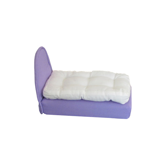 Upholstered Lavender Doll Bed and Mattress for 6.5-inch dolls