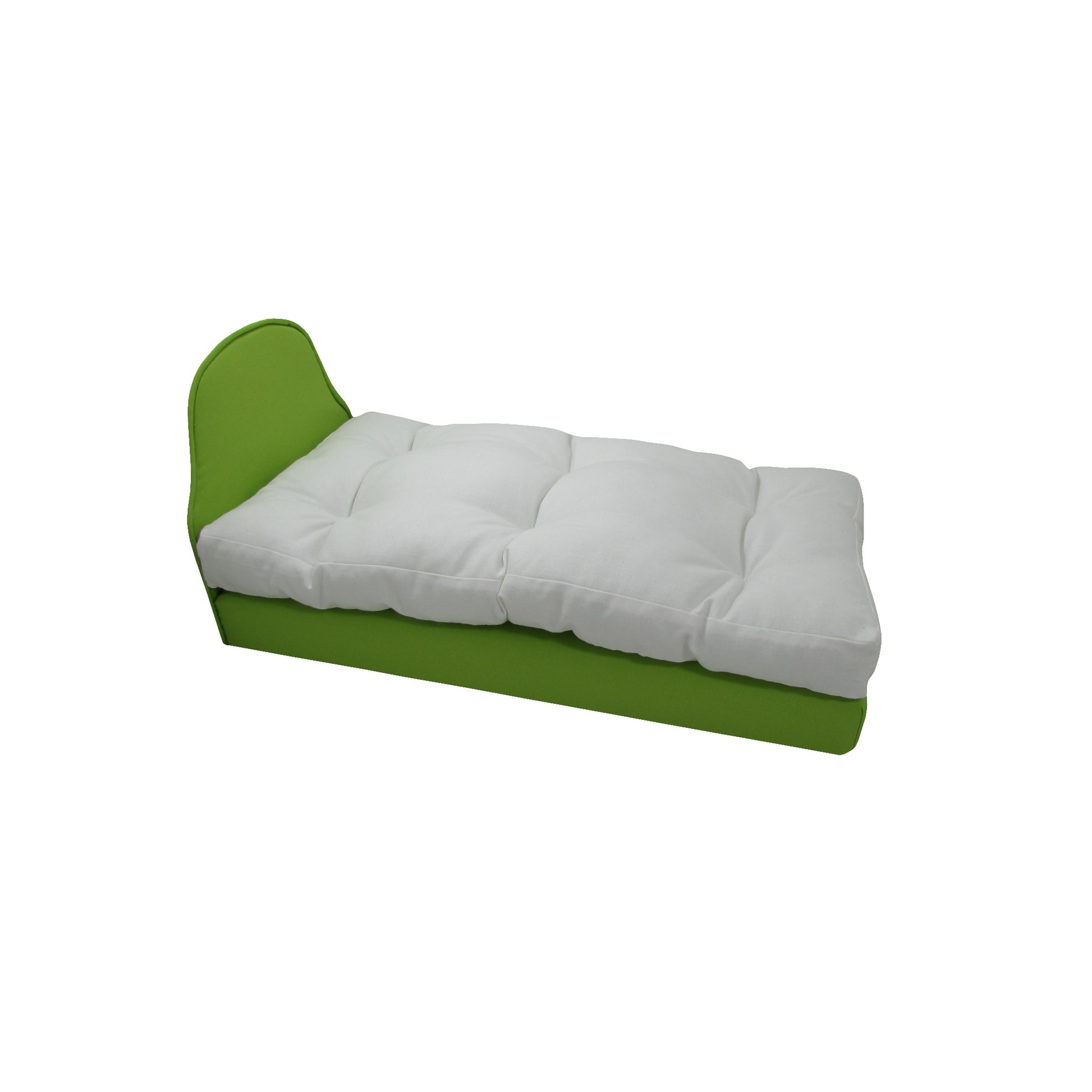 Upholstered Light Green Doll Bed for 14.5-inch dolls