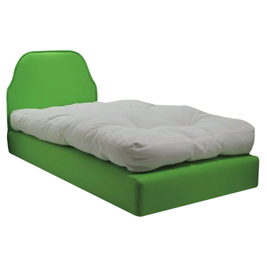 Upholstered Light Green Doll Bed for 18-inch dolls