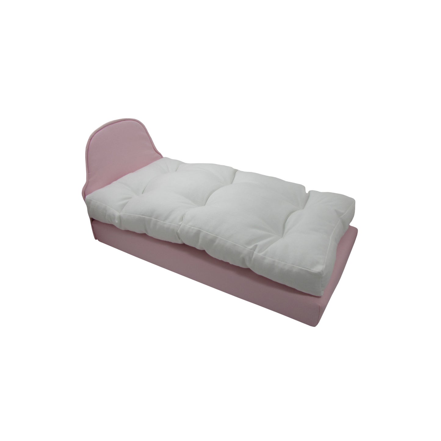 Upholstered Light Pink Doll Bed for 14.5-inch dolls
