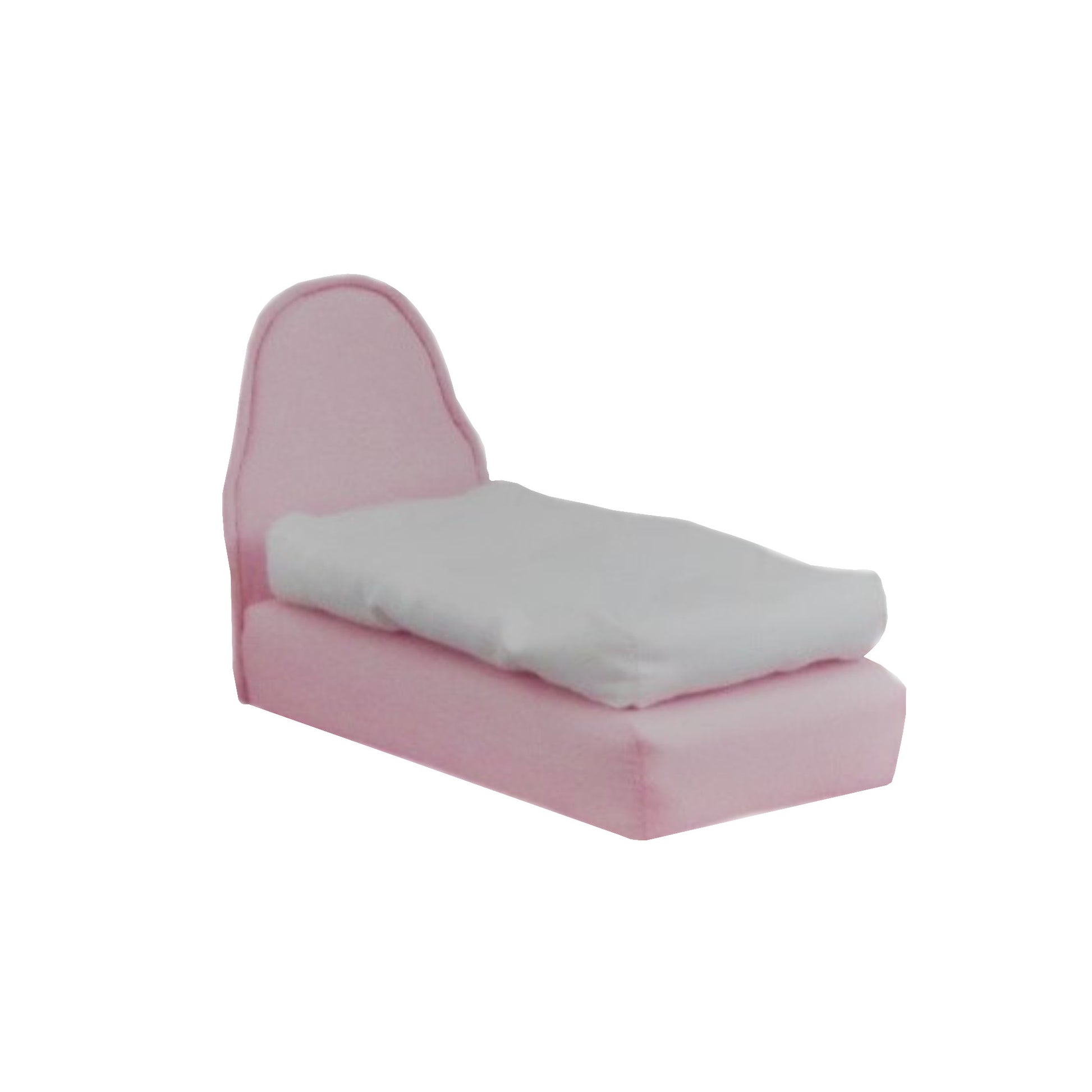 Upholstered Light Pink Doll Bed for 6.5-inch dolls