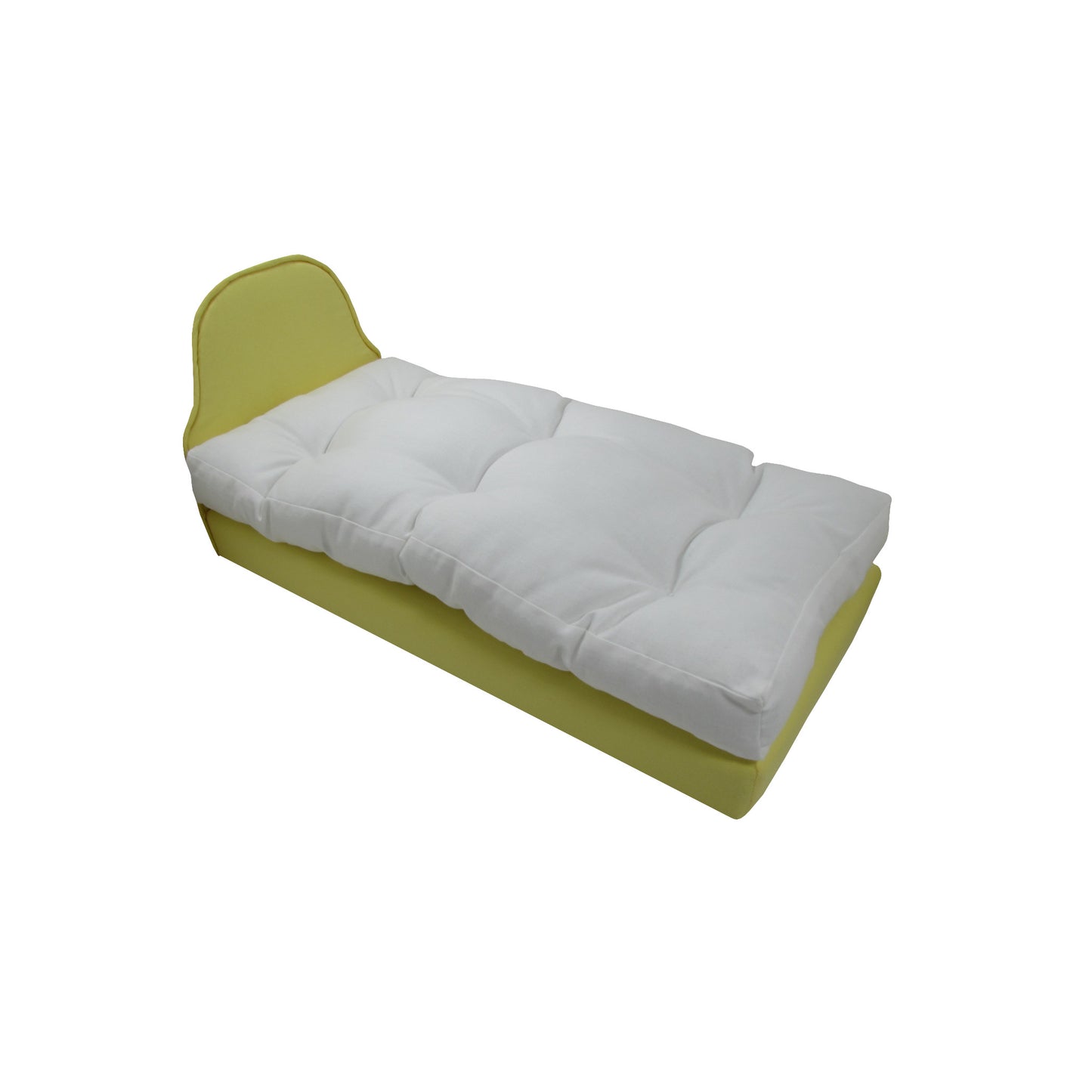 Upholstered Light Yellow Doll Bed for 14.5-inch dolls