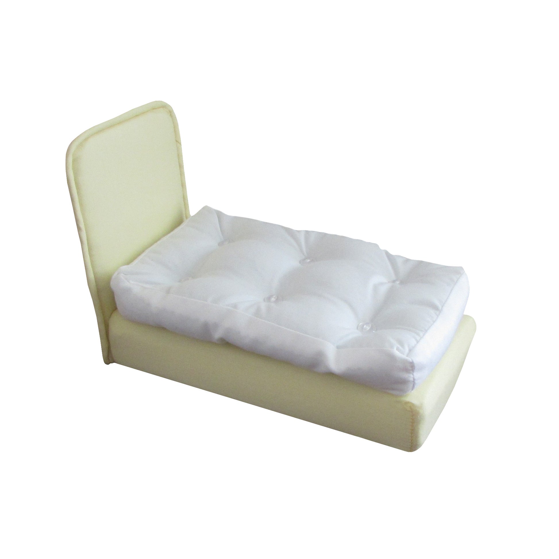 Upholstered Light Yellow Doll Bed for 6.5-inch dolls