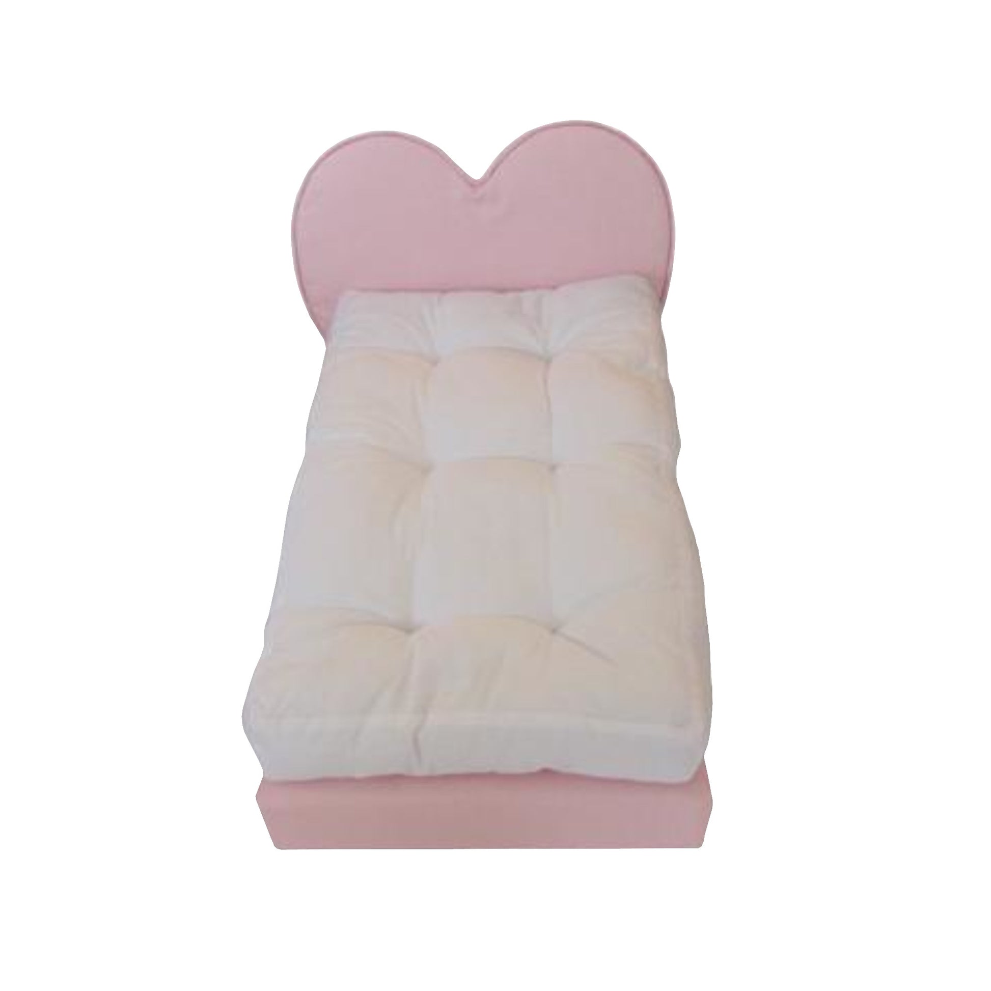 Upholstered Pink Heart Doll Bed for 18-inch dolls without pillows