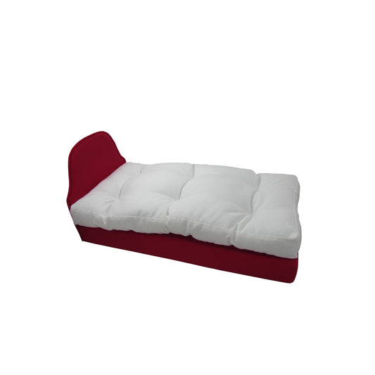Upholstered Red Doll Bed for 14.5-inch dolls