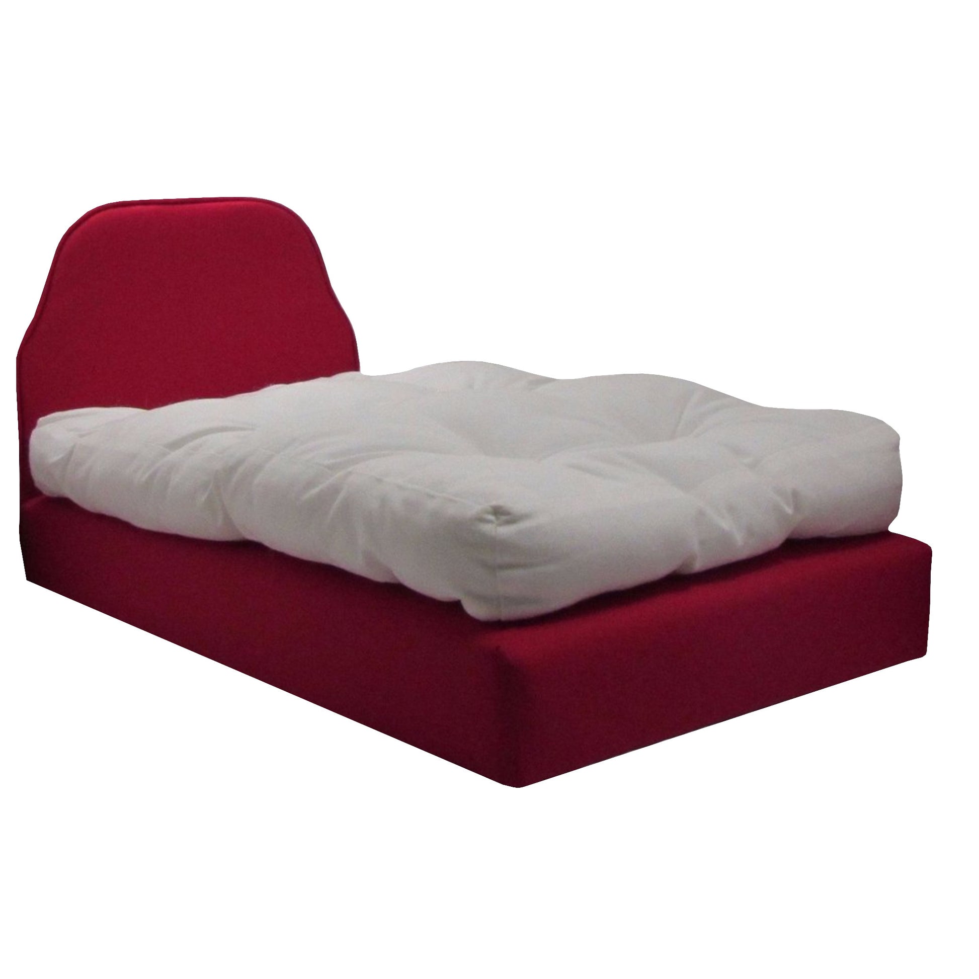 Upholstered Red Doll Bed for 18-inch dolls