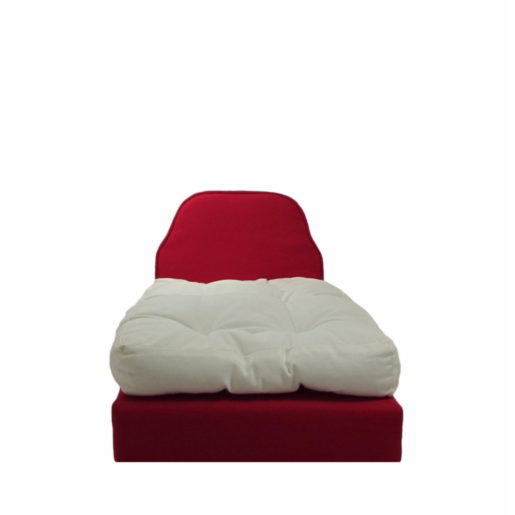 Upholstered Red Doll Bed for 18-inch doll Second view