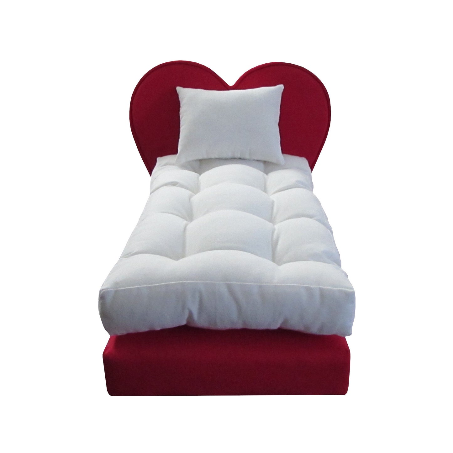 Upholstered Red Heart Doll Bed for 14.5-inch dolls Second view