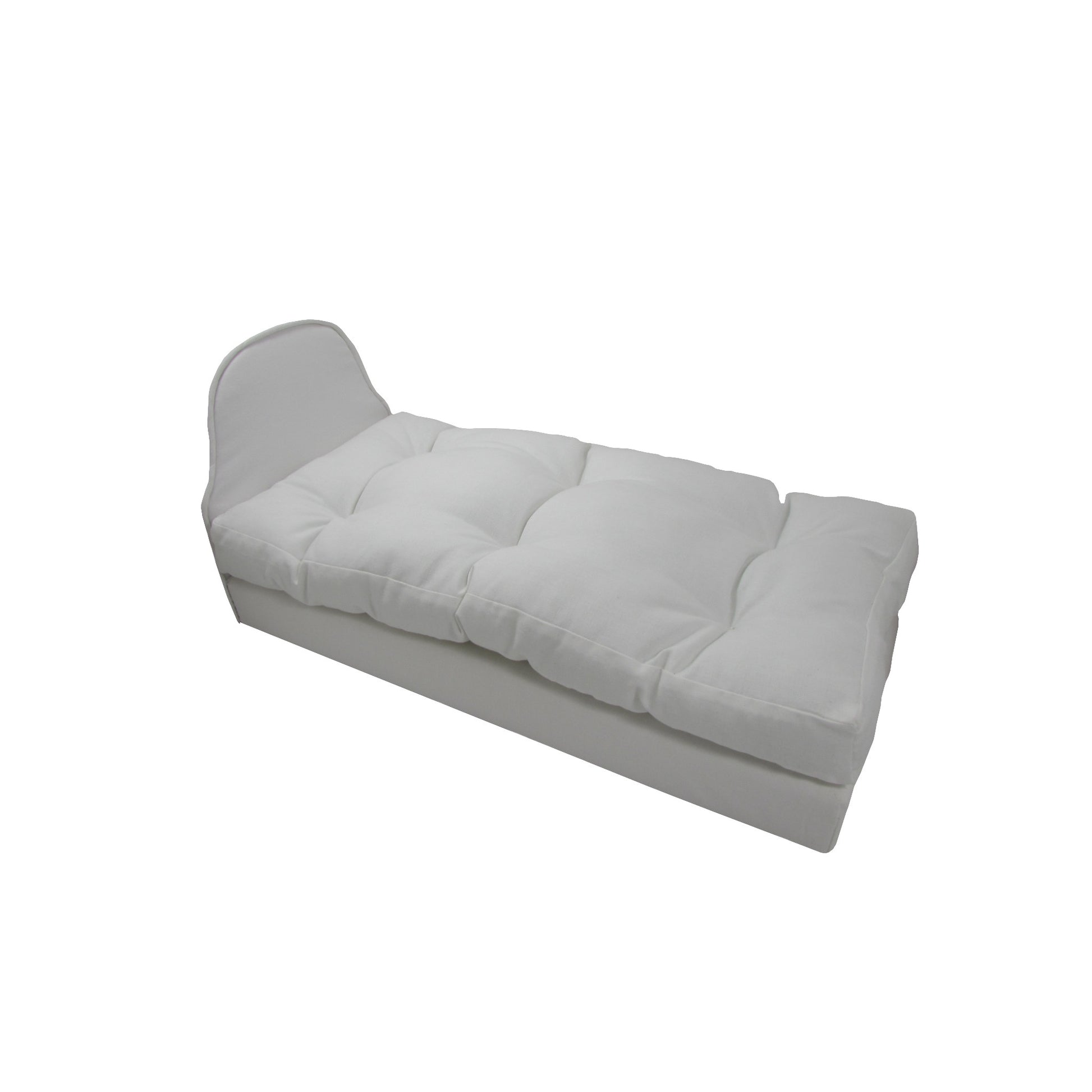Upholstered White Doll Bed for 14.5-inch dolls