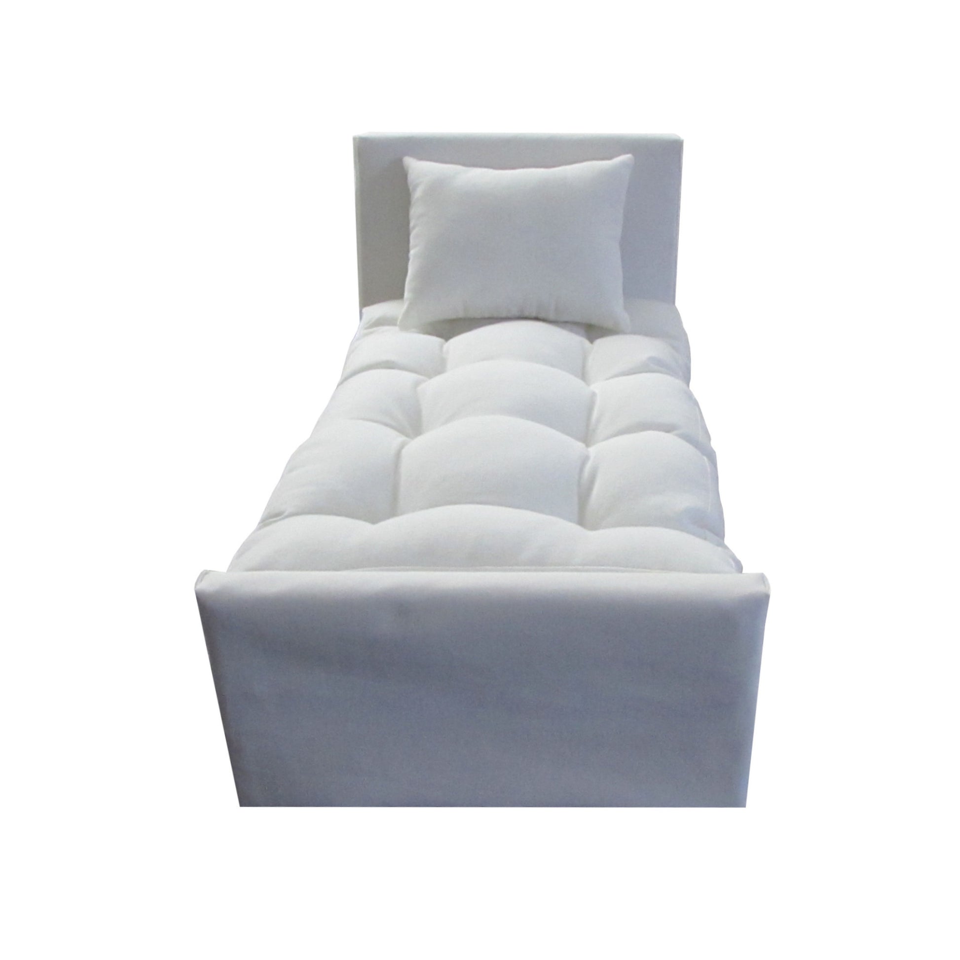 Upholstered White Doll Bed for 14.5-inch dolls with footboard Second view