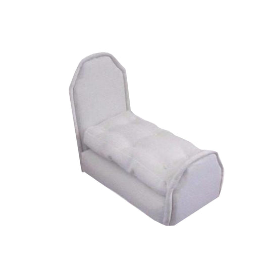 Upholstered White Doll Bed for 3-inch dolls