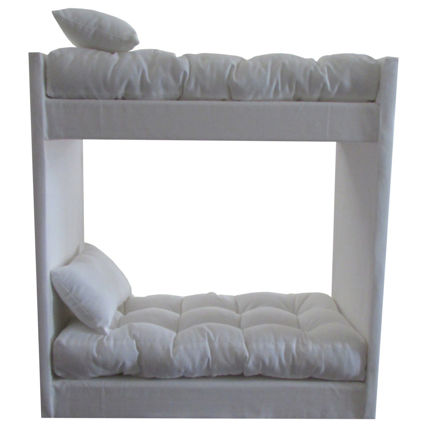 Upholstered White Doll Bunk Bed for 18-inch dolls