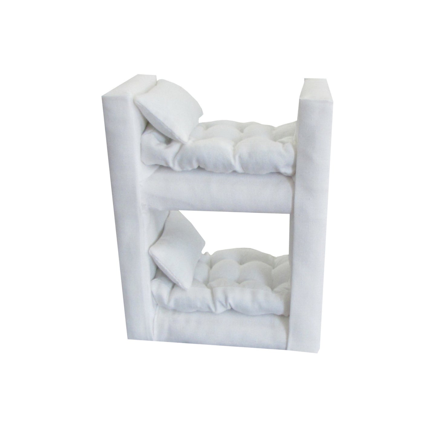 Upholstered White Doll Bunk BEd for 3-inch dolls