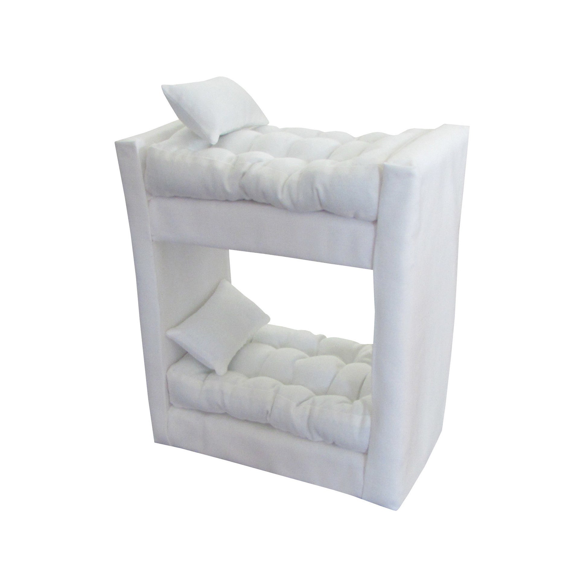 Upholstered White Doll Bunk Bed for 6.5-inch dolls