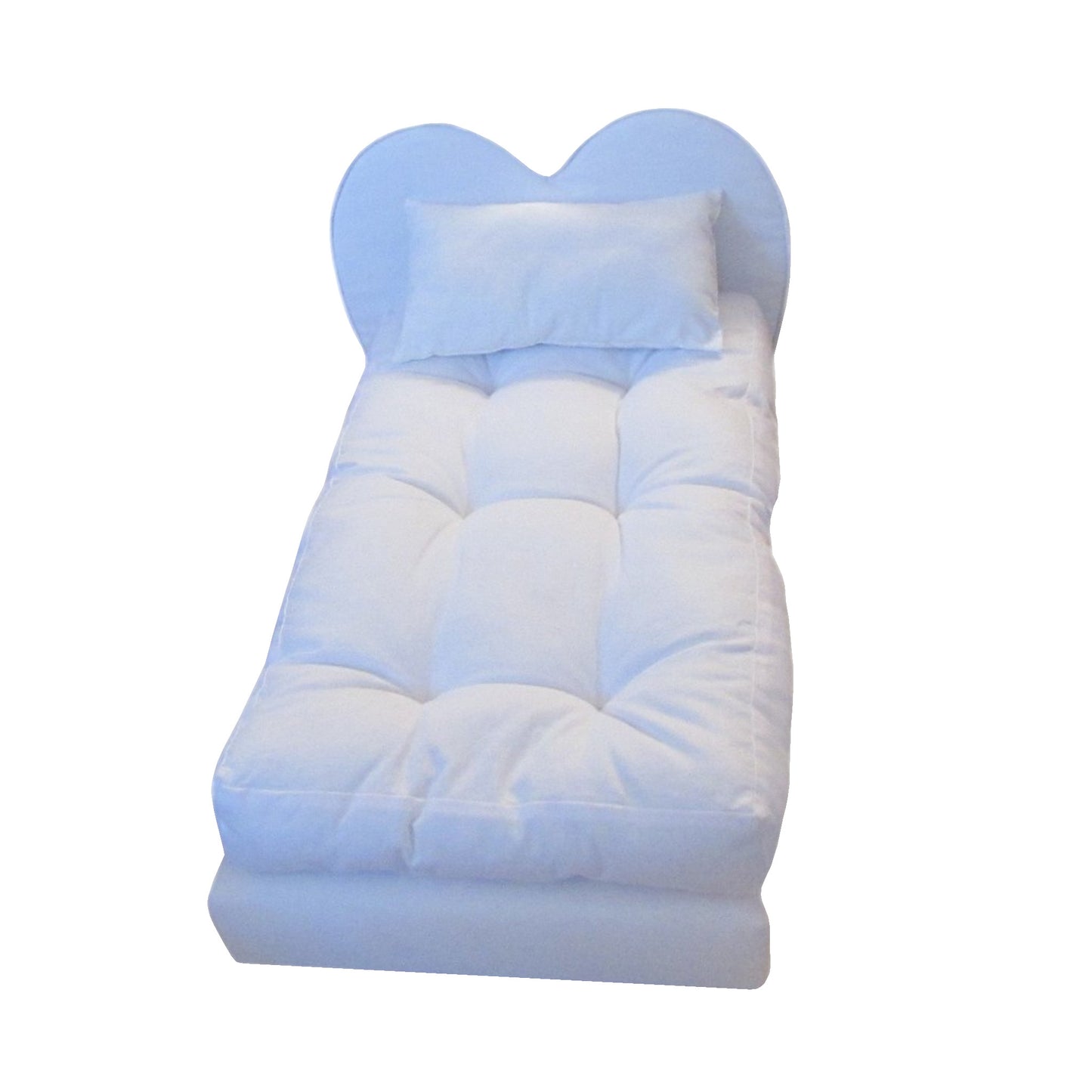 Upholstered White Heart Doll Bed for 18-inch dolls Second view