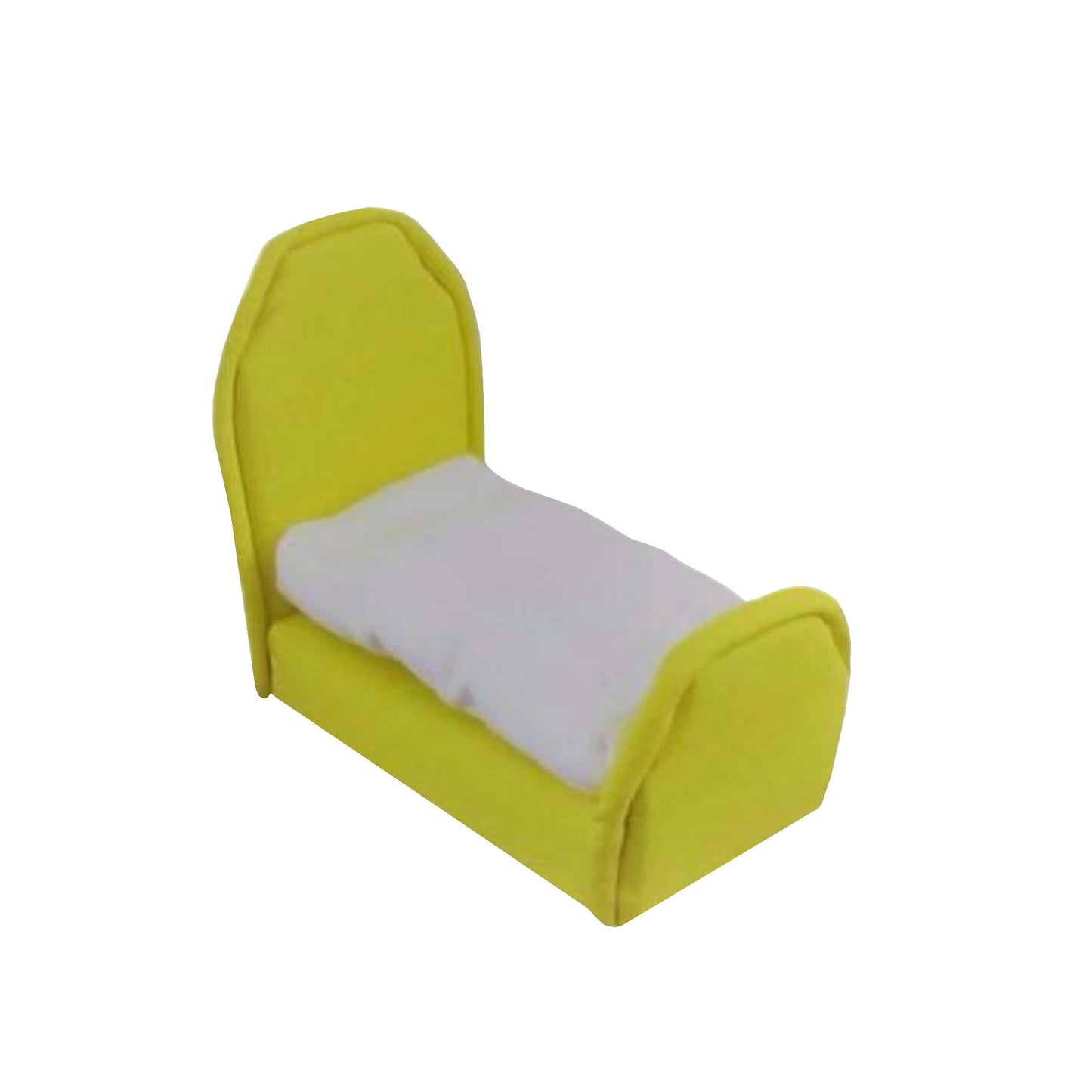 Upholstered Bright Yellow Doll Bed for 3-inch dolls