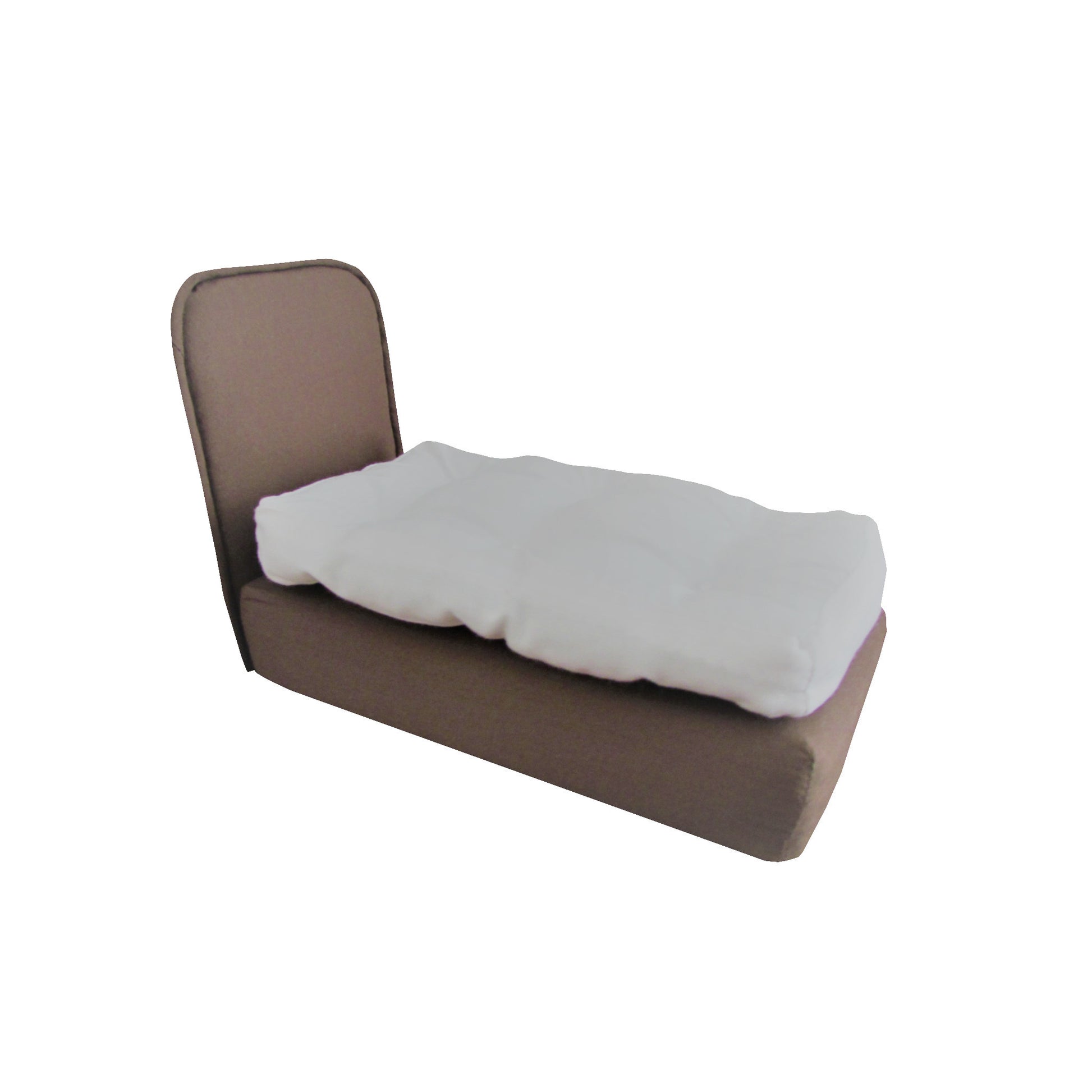 Upholstered Brown Doll Bed for 6.5-inch dolls