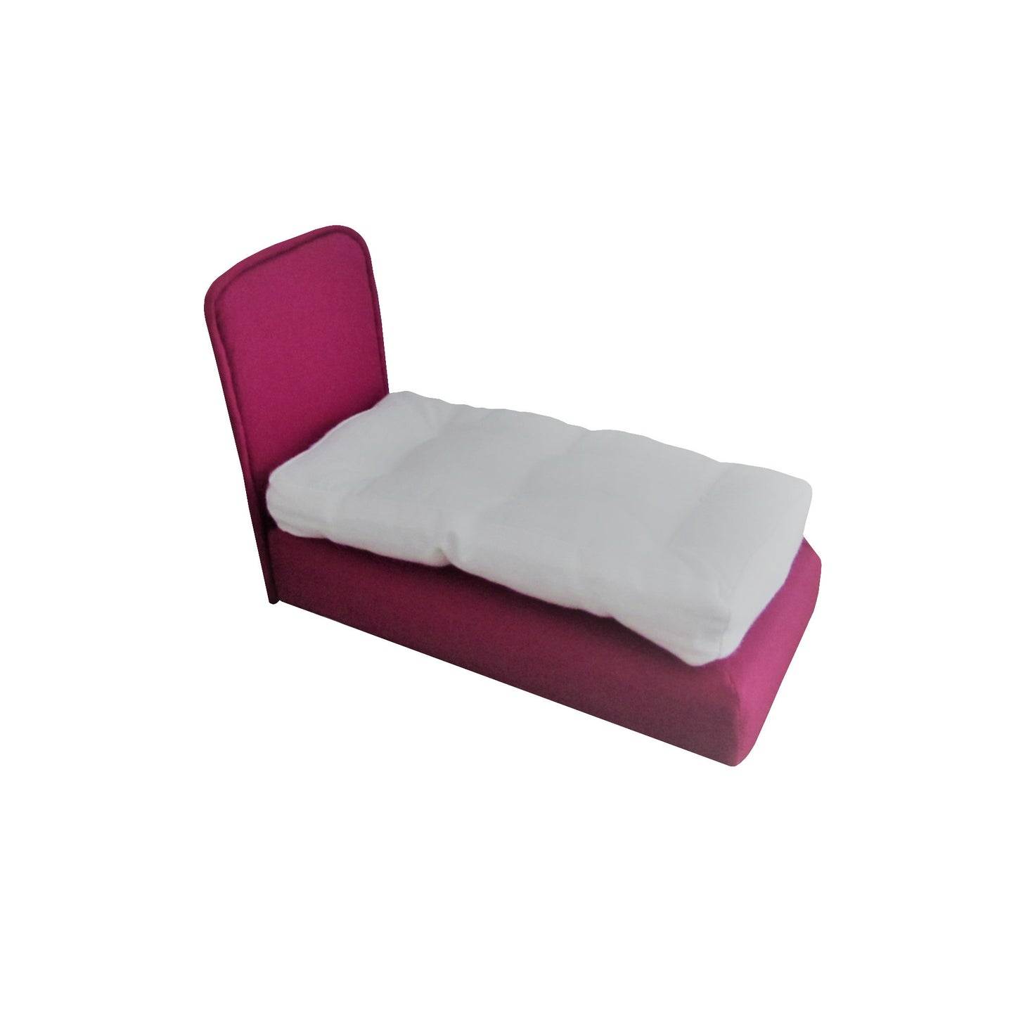 Upholstered Burgundy Doll Bed for 6.5-inch dolls