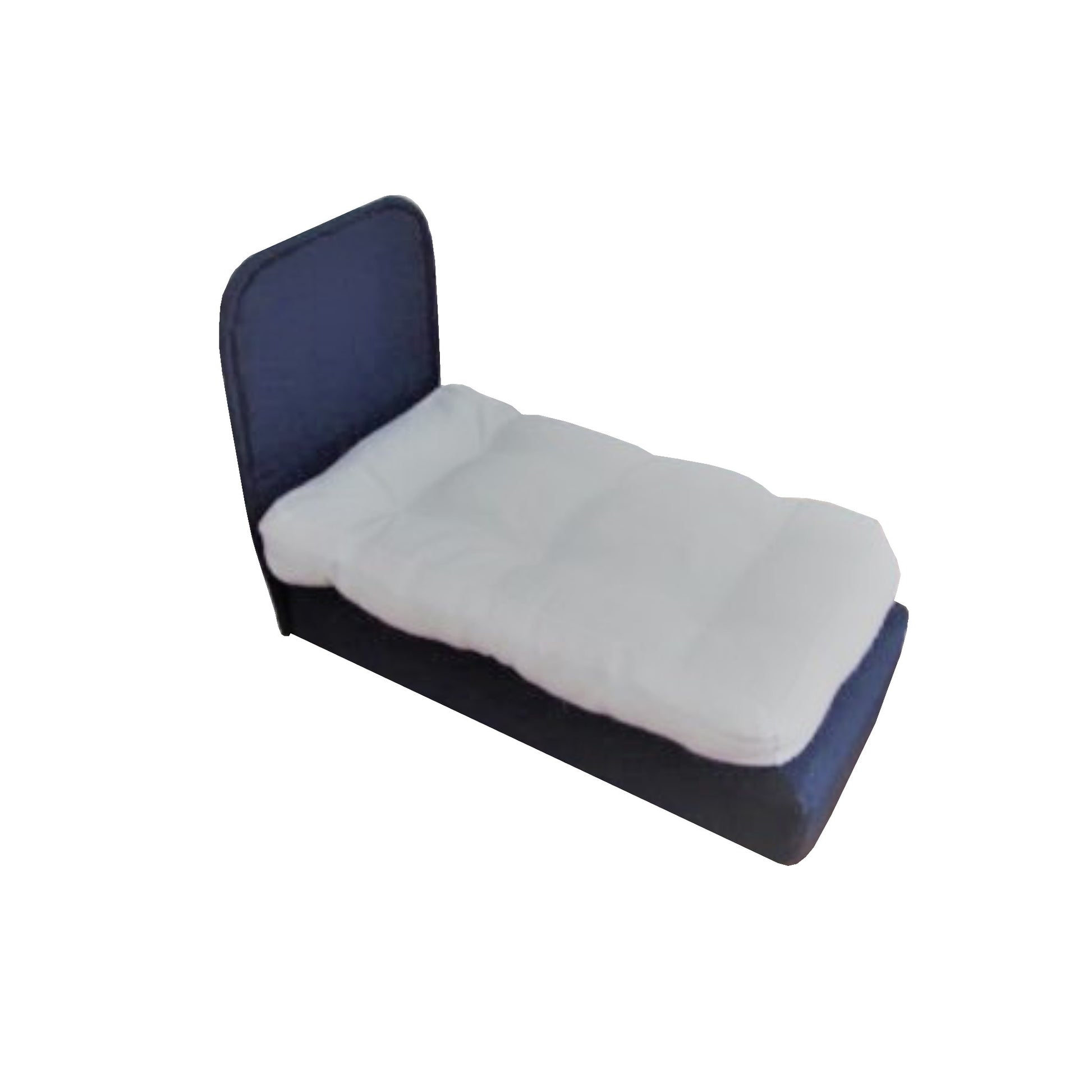 Upholstered Dark Blue Doll Bed for 6.5-inch dolls