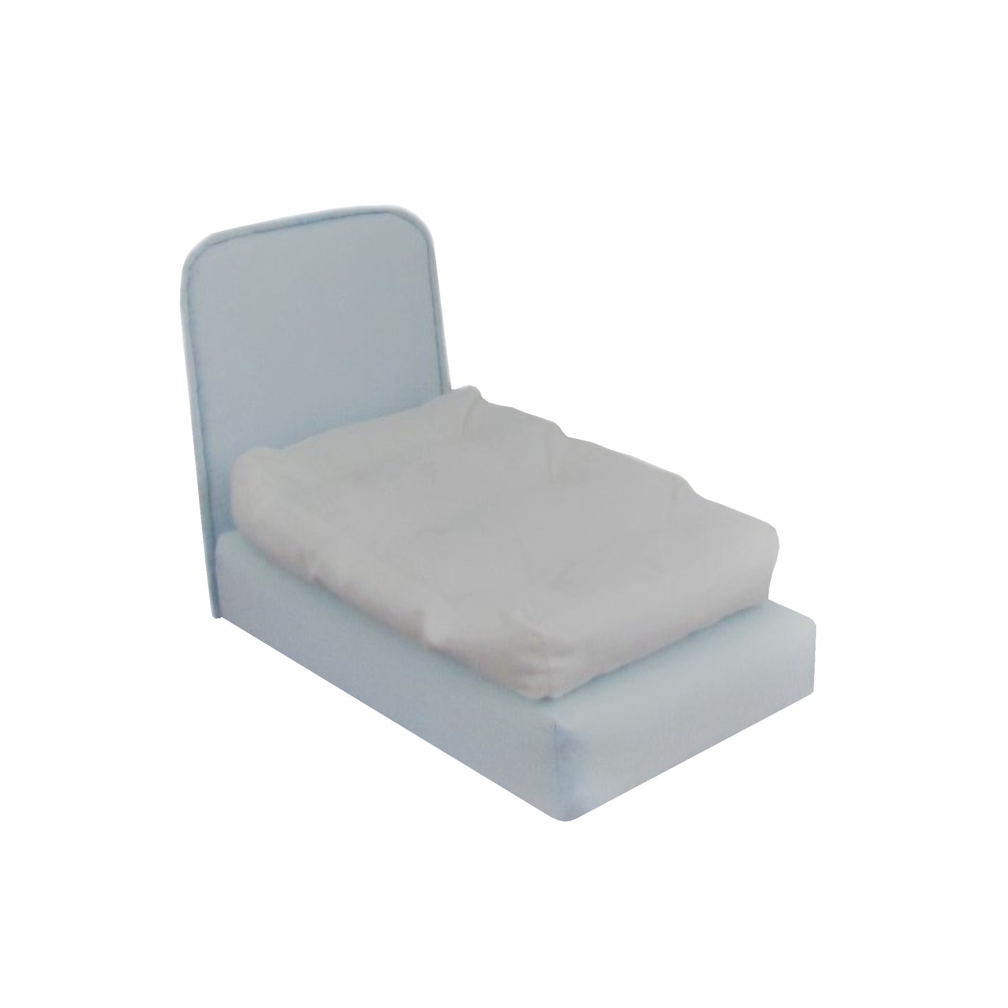 Upholstered Light Blue Doll Bed for 6.5-inch dolls