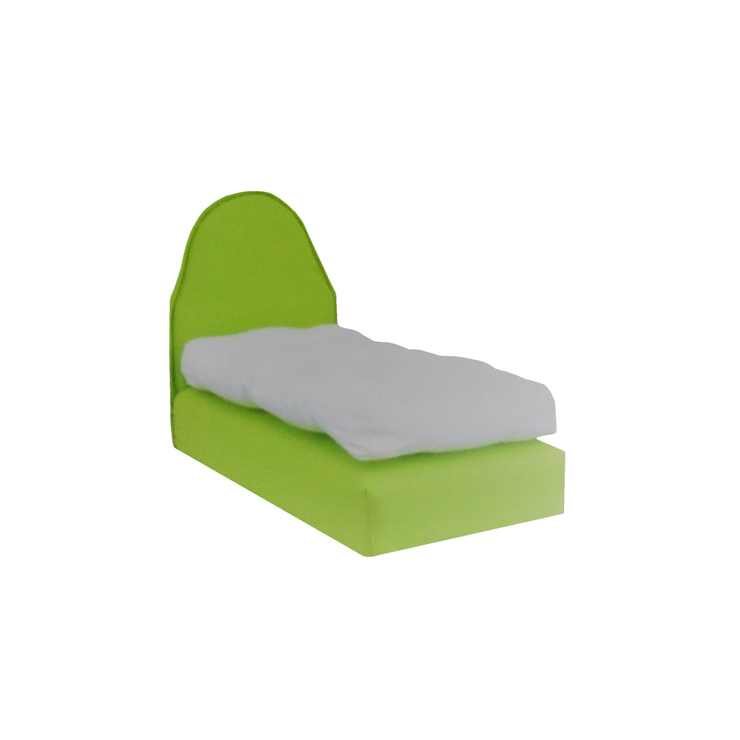 Upholstered Light Green Doll Bed for 6.5-inch dolls