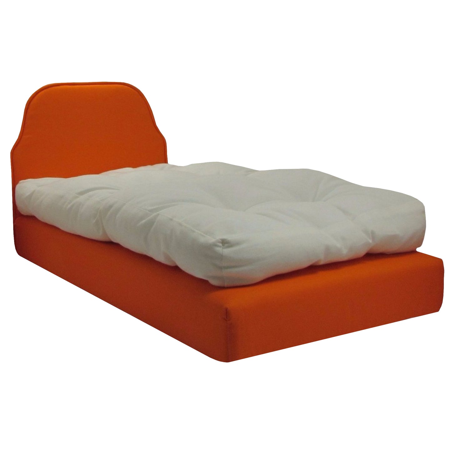 Upholstered Orange Doll Bed for 18-inch dolls 