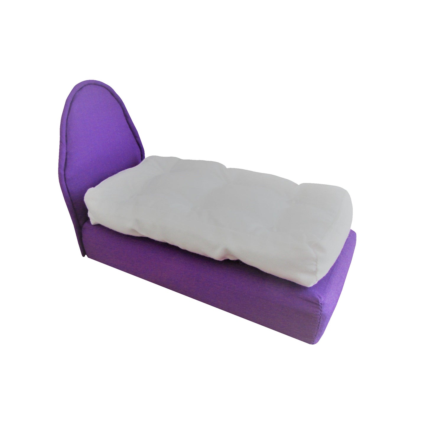 Upholstered Purple Doll Bed for 6.5-inch dolls
