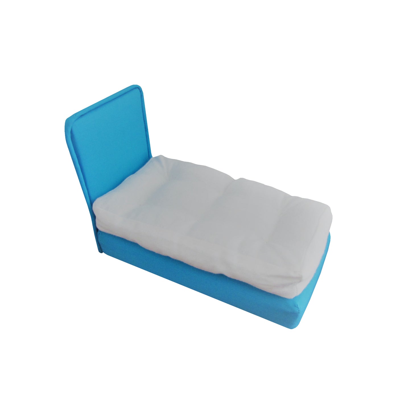 Upholstered Turquoise Doll Bed for 6.5-inch dolls