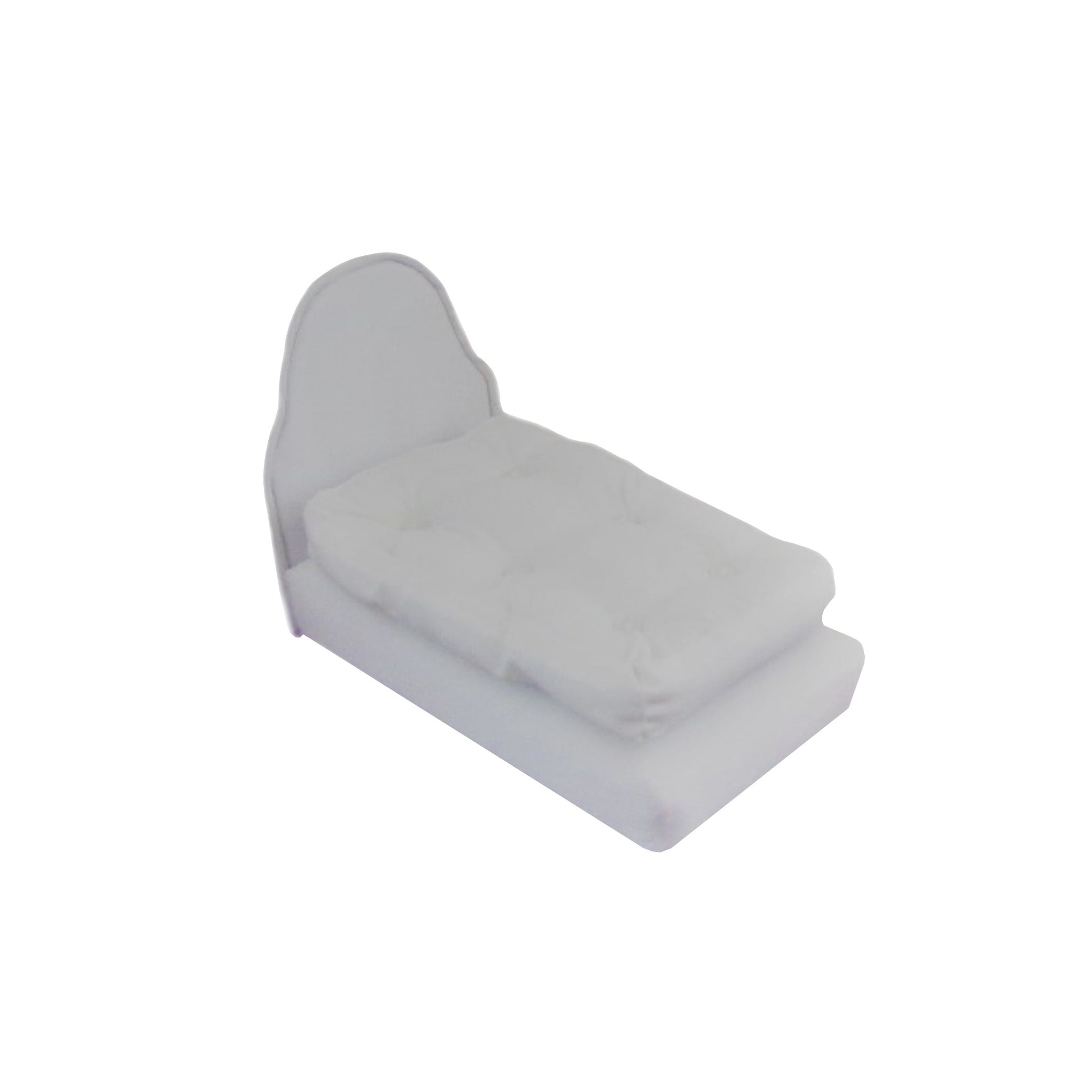 Upholstered White Doll Bed for 6.5-inch dolls