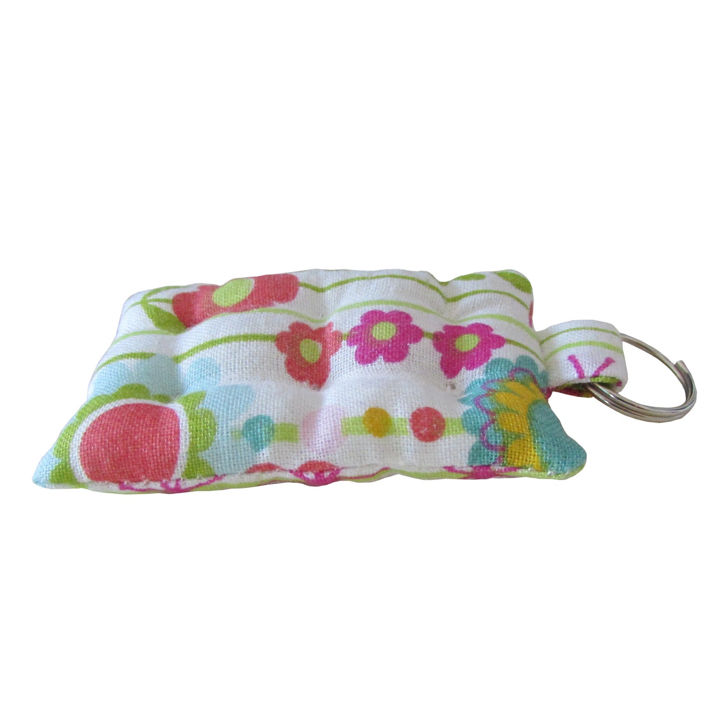 White Floral Print Mattress Key Chain Side view